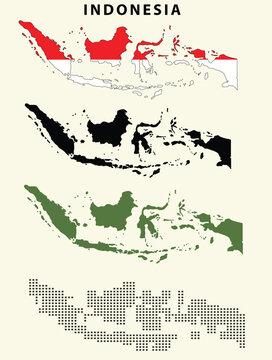 Indonesia&nbsp; Flag in Indonesia&nbsp; Map, Indonesia&nbsp; Map with Flag, Country Map, Indonesia&nbsp;map with Flag, dotted,black and green colour Nation Flag