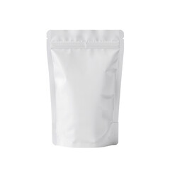 White stand up pouch against a clean backdrop ready for branding and product placement offering