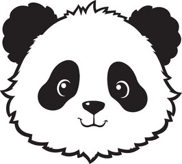 Playful Panda Portrait: A charming panda portrait, rendered in bold black and white, its gentle face exudes warmth and approachability, perfect for various design applications.