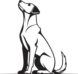 Loyal Canine's Gaze: A faithful canine sits upright, head tilted skyward with a noble expression. A simple yet elegant depiction of the dog, conveying trust, loyalty, and anticipation.