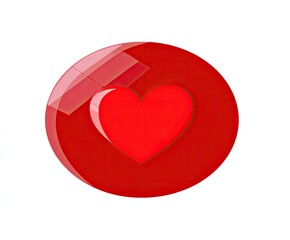 Red heart button on white background (1)