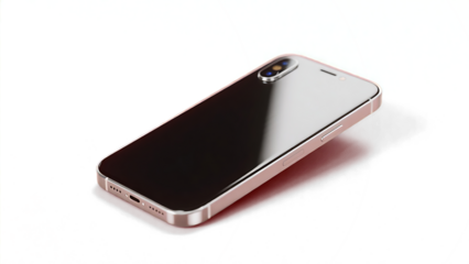 Transparent Smartphone PNG,  Modern Cell Phone with Dual Lens Camera, Isolated on Transparent Background, Sleek Design, Metallic Rose Gold Accents