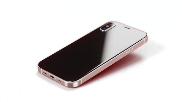 Transparent Smartphone PNG,  Modern Cell Phone with Dual Lens Camera, Isolated on Transparent Background, Sleek Design, Metallic Rose Gold Accents