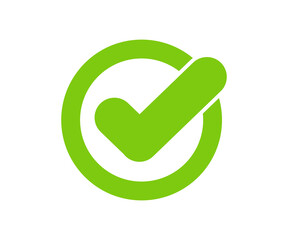 Green check mark icon, approval tick sign illustration on transparent background. 

