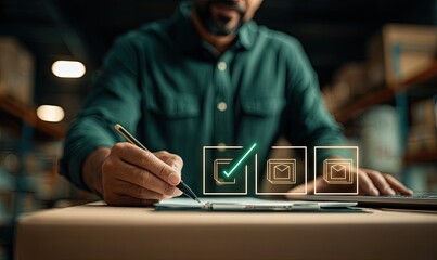 Warehouse worker checking inventory