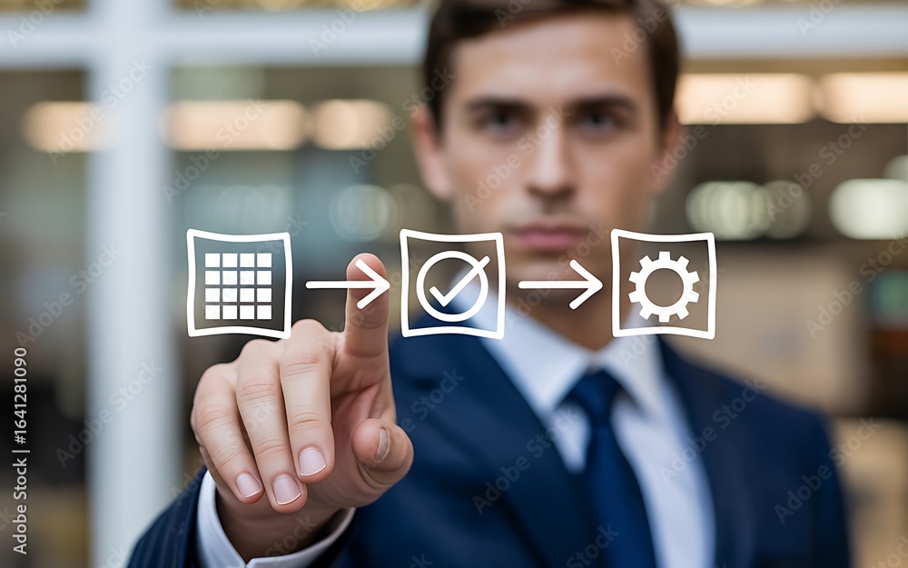 Poster empowering digital transformation a businessman optimizing workflow processes through innovative vir