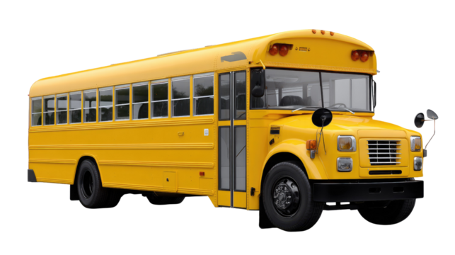 Golden Road to Knowledge: A vibrant yellow school bus, radiating optimism, ready to transport students towards their educational journey. This image symbolizes learning and growth, a symbol of youth.