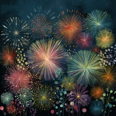 Fototapeta premium festive fireworks display illustration