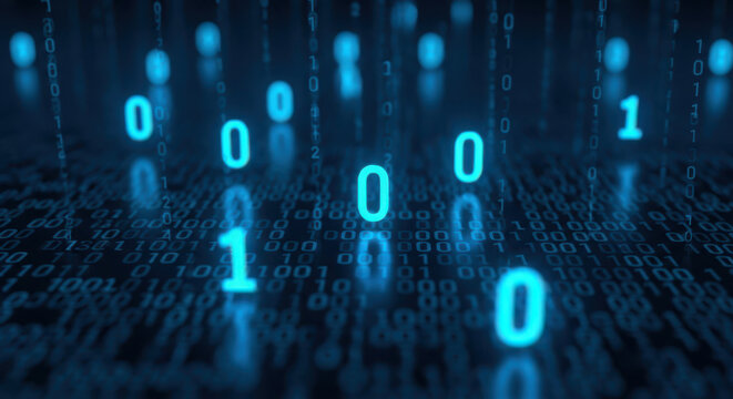 Abstract digital binary code background with zeros and ones in a matrix form