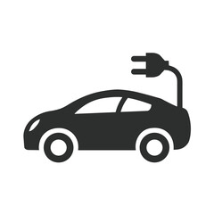 Fototapeta premium Elektroauto Symbol Laden E Auto Vektor Illustration Elektromobilität Nachhaltigkeit Umweltfreundlich Erneuerbare Energie Ladestation E Mobilität Technologie Zukunft Verkehr Auto Mit Stecker Minimalist