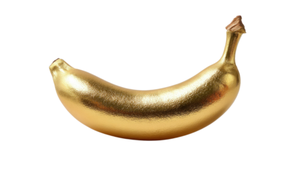 Golden Banana: The image showcases a striking gold-painted banana, a whimsical take on the familiar fruit, symbolizing luxury and creative expression.