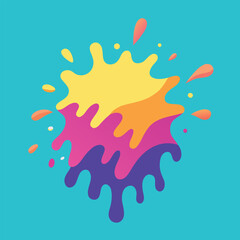 Vector art of colorful abstract paint splash with vibrant colors on a teal background