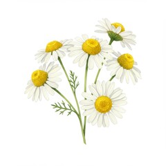 Fototapeta premium Watercolor Chamomile Flower Bouquet Illustration