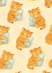 Obraz premium Adorable tiger cubs sleeping.
