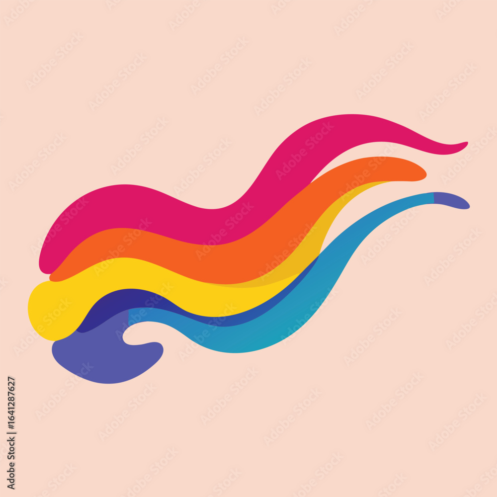 Poster vector art of abstract colorful wavy lines symbolizing pride and fluid movement