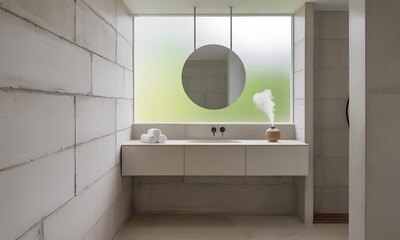 Minimalist Bathroom with Concrete Accents and Spa Touches
