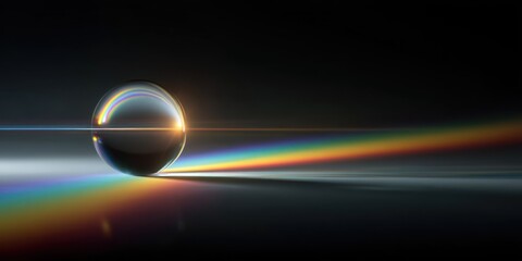 ethereal orb emitting refracted rainbow light in dark misty atmosphere