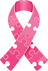 Fototapeta premium Pink Puzzle Piece Ribbon for Breast Cancer Awareness