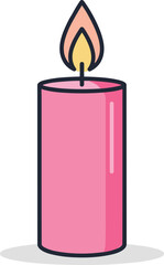 Single Pink Candle with a Flame