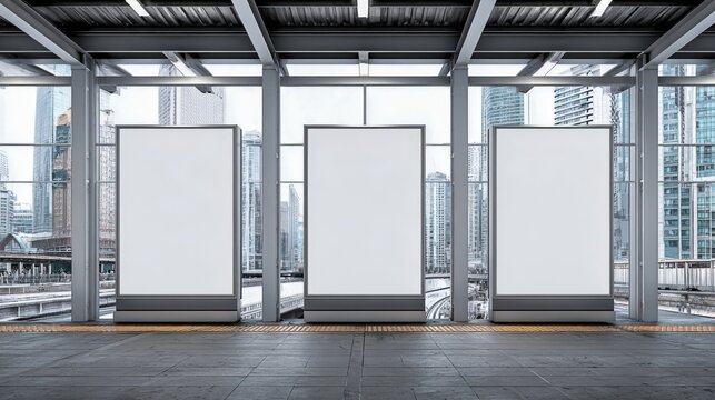 Blank Billboard Mockups in a Modern Urban Setting, Ideal for Advertising and Marketing Campaigns