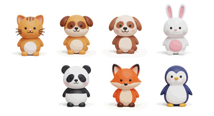 Cute cartoon animal figurines, a collection of adorable animal characters.
