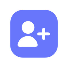 Fototapeta premium modern flat follow icon, minimal solid color, user avatar profile with plus symbol, clean modern look