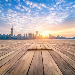 Aerial view of shanghai crowded elevated road at sunset dramatic sky, Shanghai, China.
