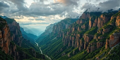 Naklejka premium Early Morning Light on Sulak Canyon, Dagestan