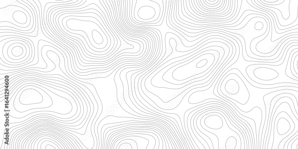 Poster topographic map showing contour lines and elevation on a white background, perfect for surface desig