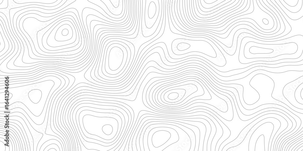 Poster topographic map showing contour lines and elevation on a white background, perfect for surface desig