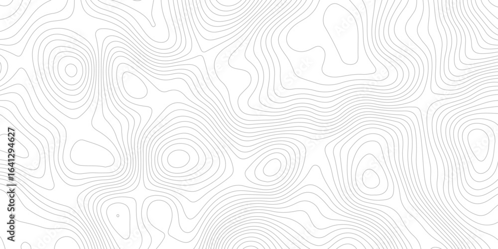 Poster topographic map showing contour lines and elevation on a white background, perfect for surface desig