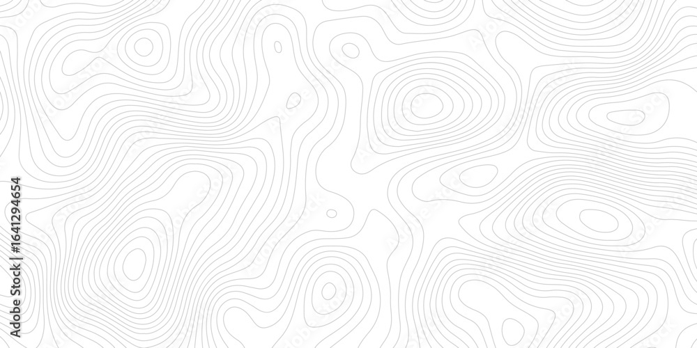 Poster topographic map showing contour lines and elevation on a white background, perfect for surface desig