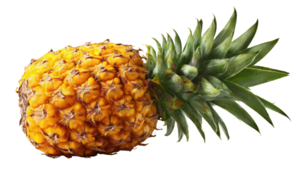 Fresh pineapple on a white isolated background, ideal for food and beverage themed projects.