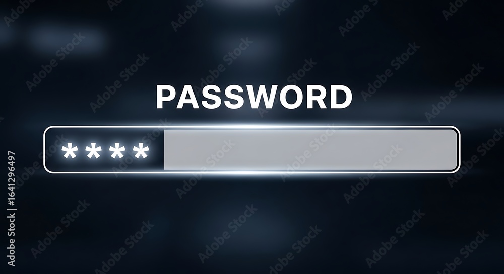 Poster secure password authentication system on a modern digital screen. concept for cybersecurity, user lo