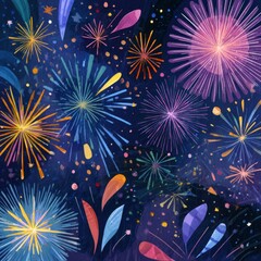 Fototapeta premium fireworks party illustration no PNG