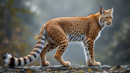 Fototapeta premium Side View of a Lynx Head and Body