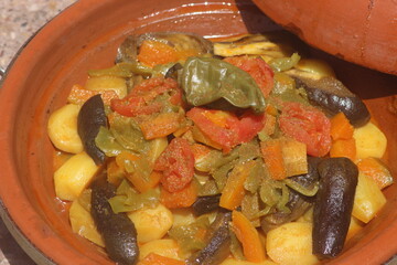 A close up shot of a fresh moroccan tajine