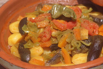 A close up shot of a fresh moroccan tajine
