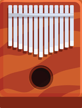 Wooden kalimba with metal tines creating soothing melodies