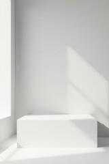 Fototapeta premium Bright white box interior, gentle shadows Clean vector mockup , texture, studio