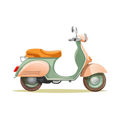 Pastel vintage scooter illustration Retro vehicle graphic design Transport object Colorful motorcycle style