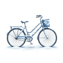 Fototapeta premium Light Blue Bicycle Covered in Snow on White Background
