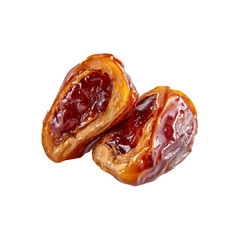 Fototapeta premium Close-up of Two Halved Medjool Dates, Rich and Sweet