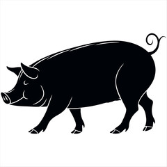 silhouette vector of a pig