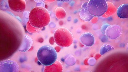 Abstract digital illustration of many colorful spheres