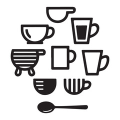 Food and drink outline silhouettes