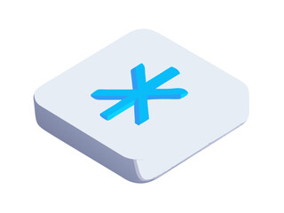 Obraz premium 3d Render Blue Bluetooth Symbol on White Square Button on Soft Blue Background, Communication and Technology concept (Close-Up)