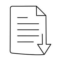 Document download arrow in a smooth line icon