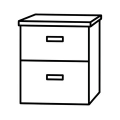 Line icon of a two-drawer filing cabinet.