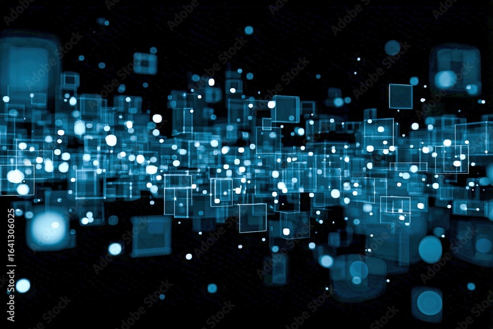 Aufkleber abstract technological background with glowing particles and shapes, ideal for digital presentations